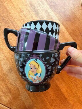 Disney Alice in Wonderland Stacking Mug Set Curious and Curiouser Silver Buffalo
